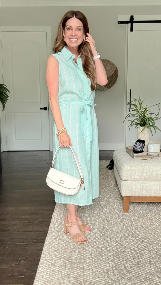 The dog days of summer call for linen, and this pretty striped shirtdress fits the bill. 

It’s from a brand called The Shirt by Rochelle Behrens. She uses a patented No Gape® button technology in all of her designs so there’s no gaping at the chest. So now we can all feel confident instead of self conscious.💖

She also has some other dresses and beautiful tops, all with the same clever button technology.💫

Let me know if you want the LINK sent straight to your messages or visit my posts on ShopMy (in my profile).😎

@theshirt_rochellebehrens 
#theshirt 
#womenover50
#proaging
#petite
#midlife 
#shirtdress 
#mididresses 
#classisstyle